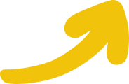 Yellow upward-curved arrow on a transparent background.