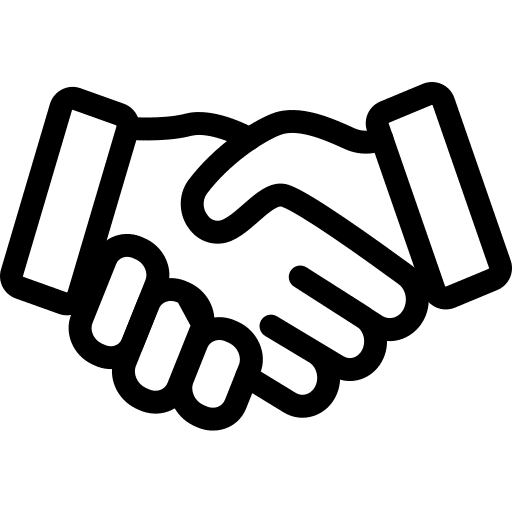 Icon of two hands shaking in agreement.