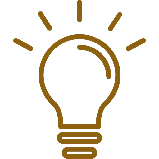 Illustration of a light bulb with rays, symbolizing an idea.