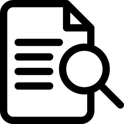 Document icon with a magnifying glass.