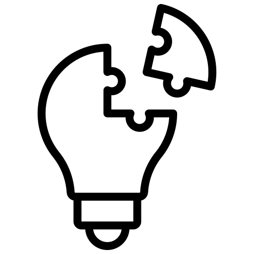 Light bulb with puzzle piece, symbolizing problem-solving.