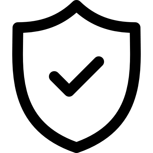 Shield with checkmark symbol representing security and protection.
